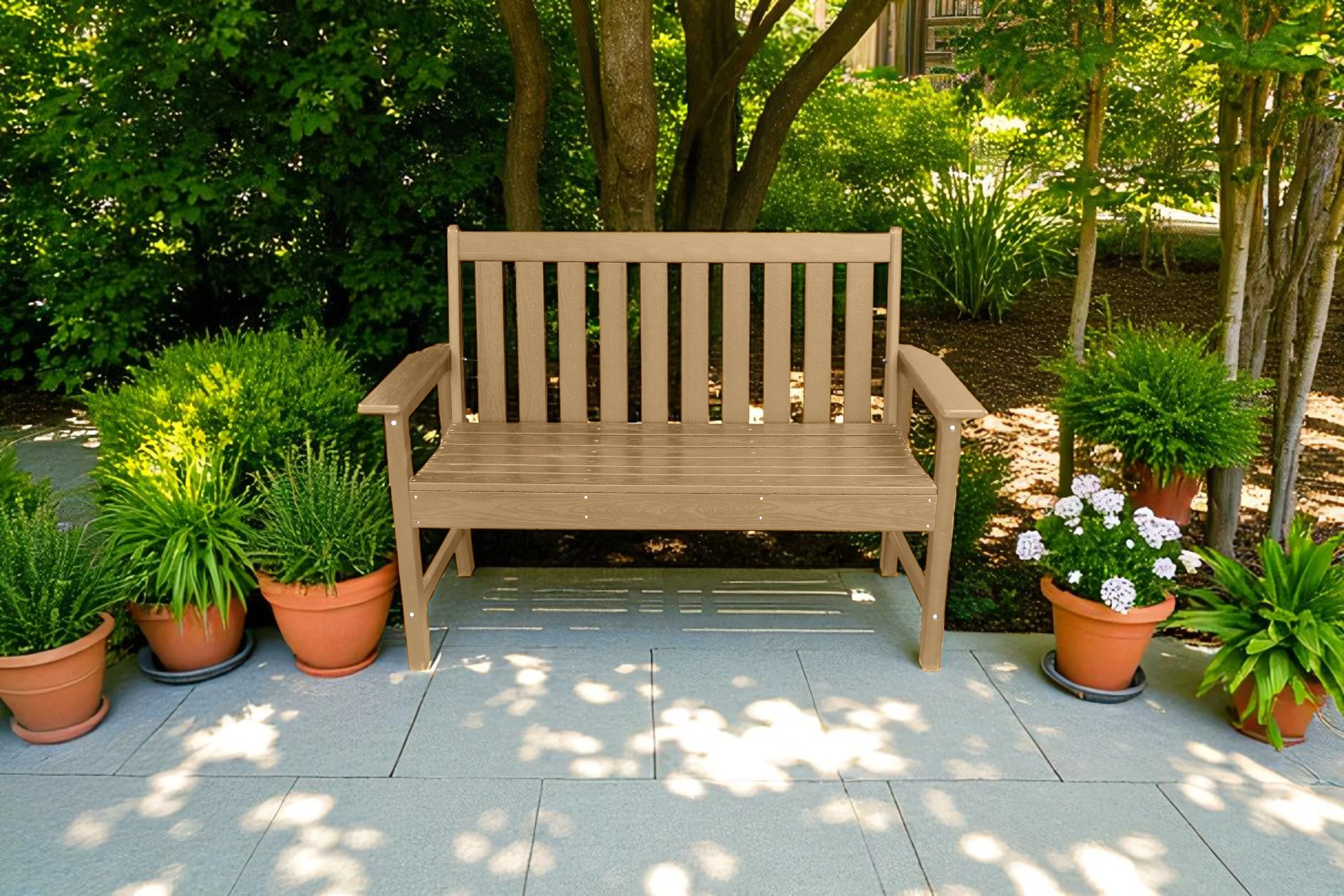 Vienna Wood Effect 2 Seat Bench - Teak - Image 7