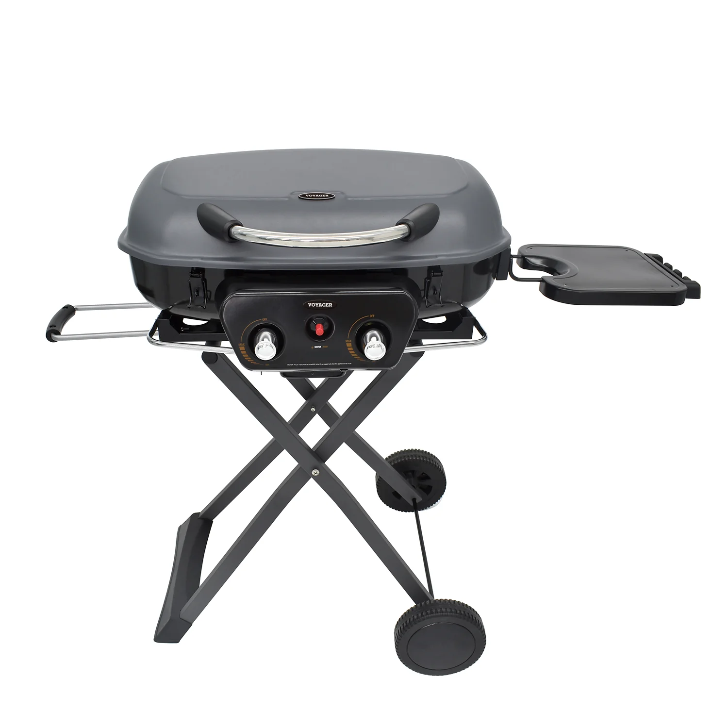 Voyager BBQ Barbecue Portable Gas Grill - 2 Burner, Foldable with Wheels - Image 3
