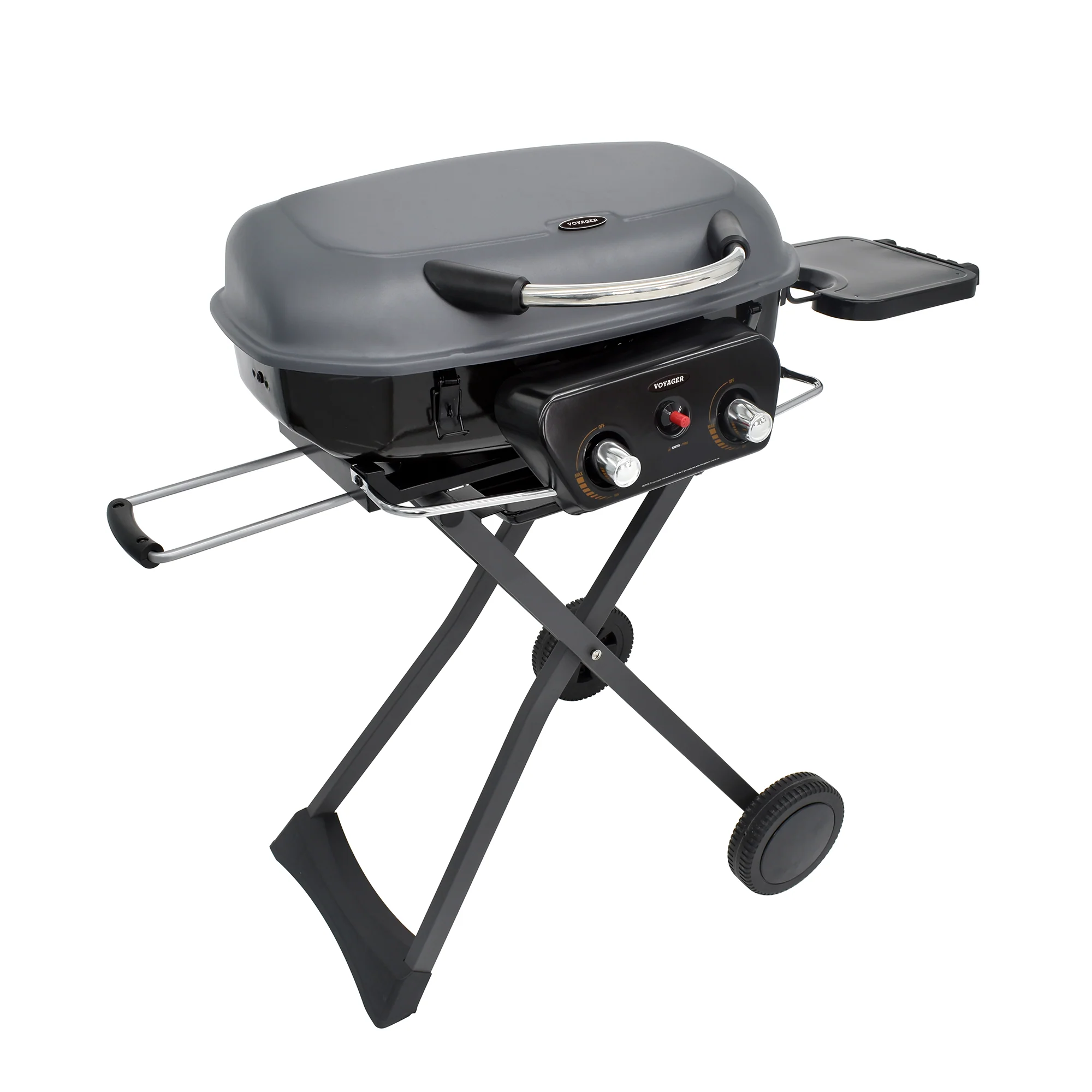 Voyager BBQ Barbecue Portable Gas Grill - 2 Burner, Foldable with Wheels - Image 4