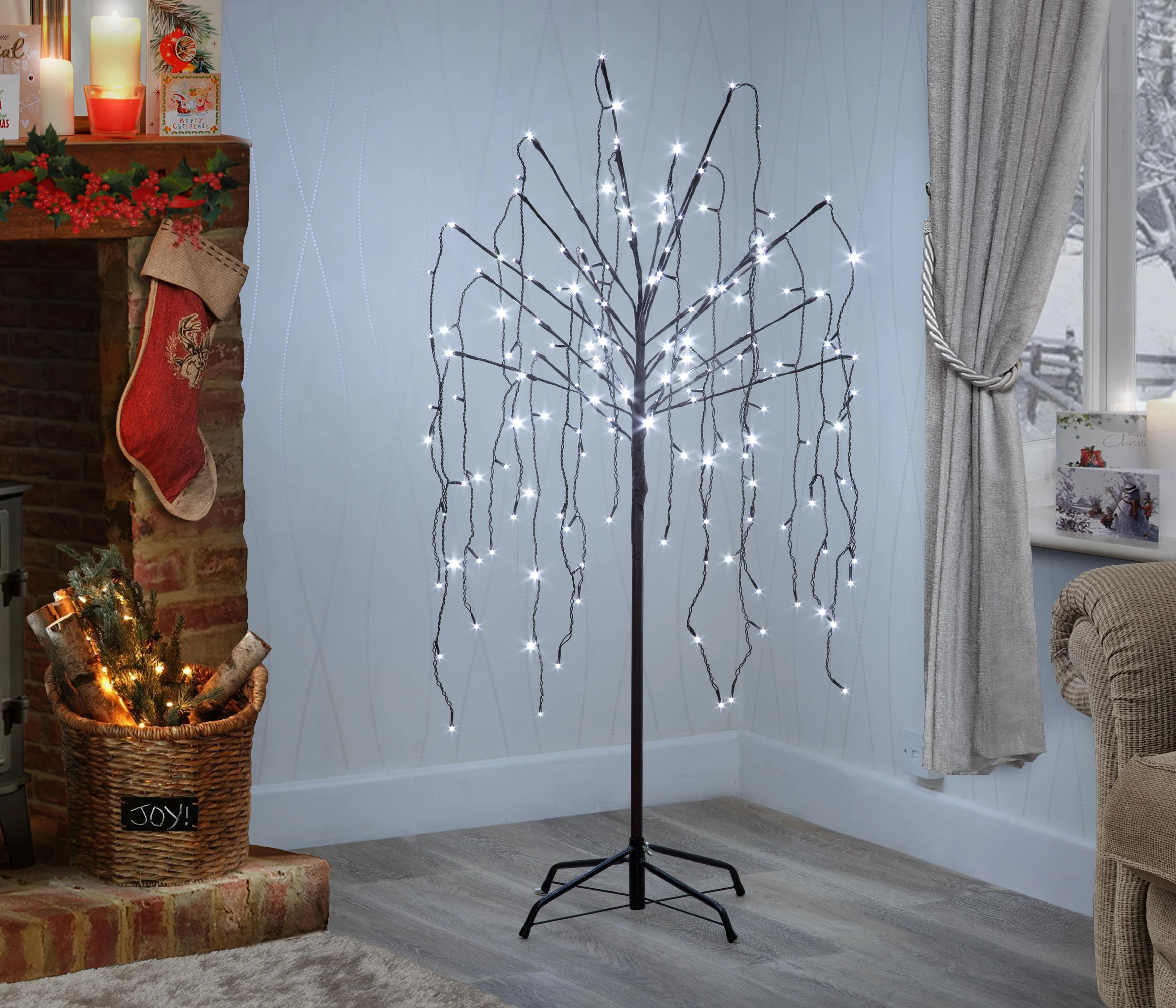 1.2m Weeping Willow Tree with 160 Ice White LEDs - Image 3
