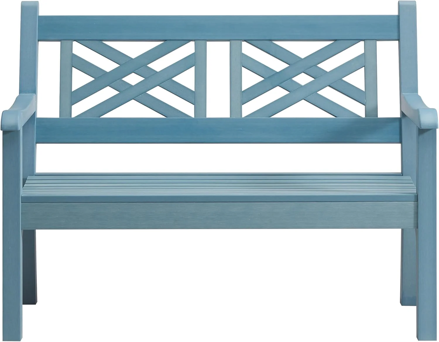 Winawood Speyside Polymer Wood Effect 2 Seat Bench - Powder Blue - Image 3