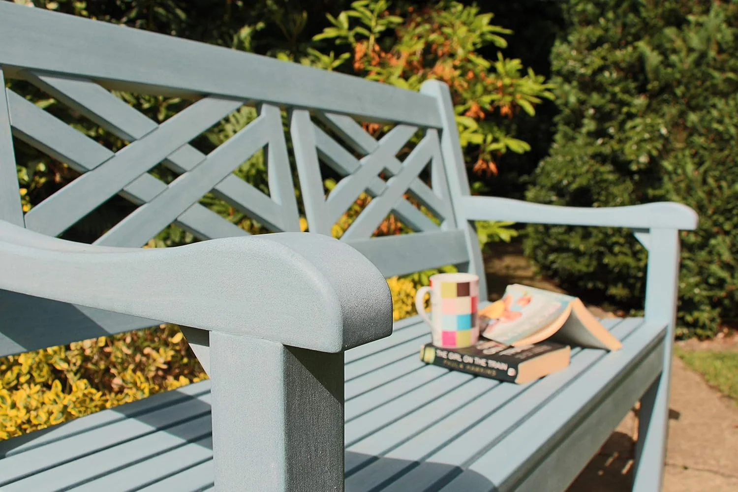 Winawood Speyside Polymer Wood Effect 2 Seat Bench - Powder Blue - Image 5