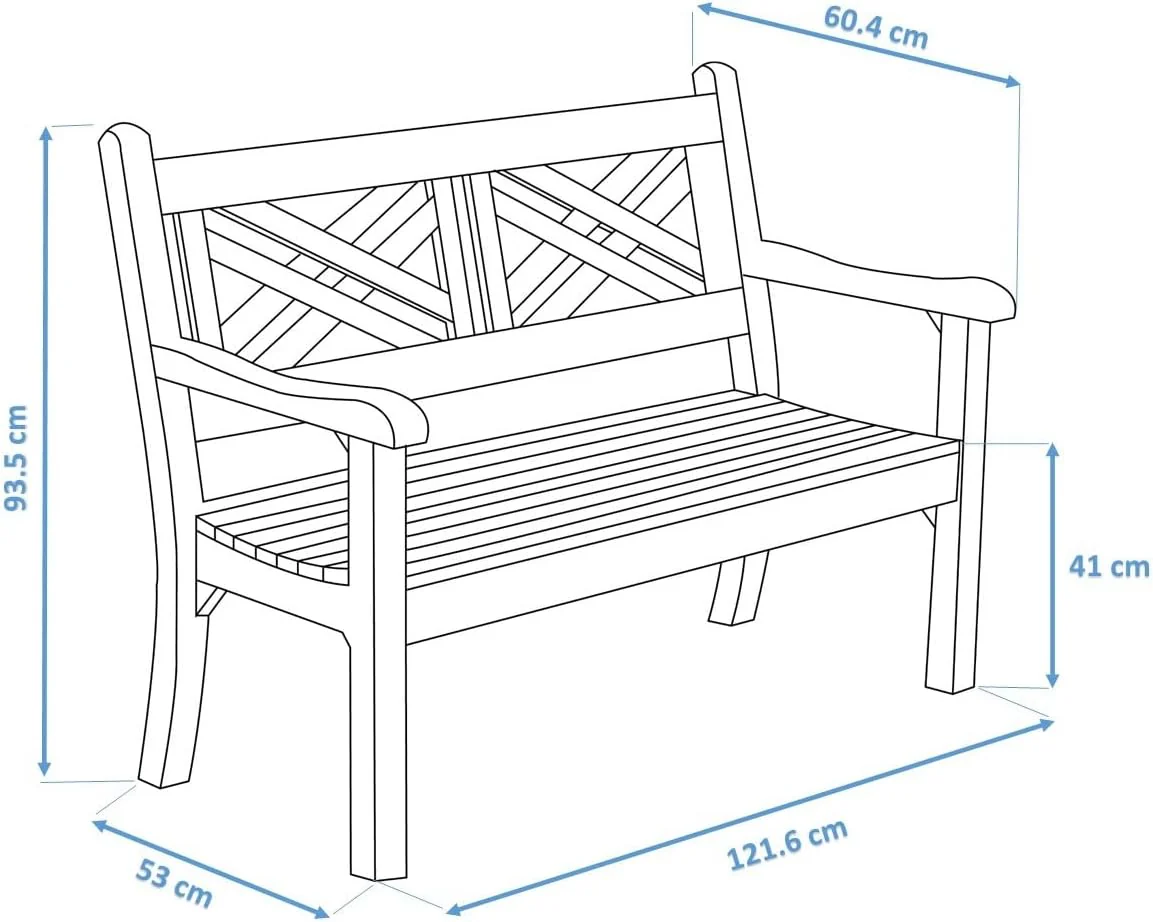 Winawood Speyside Polymer Wood Effect 2 Seat Bench - Powder Blue - Image 7