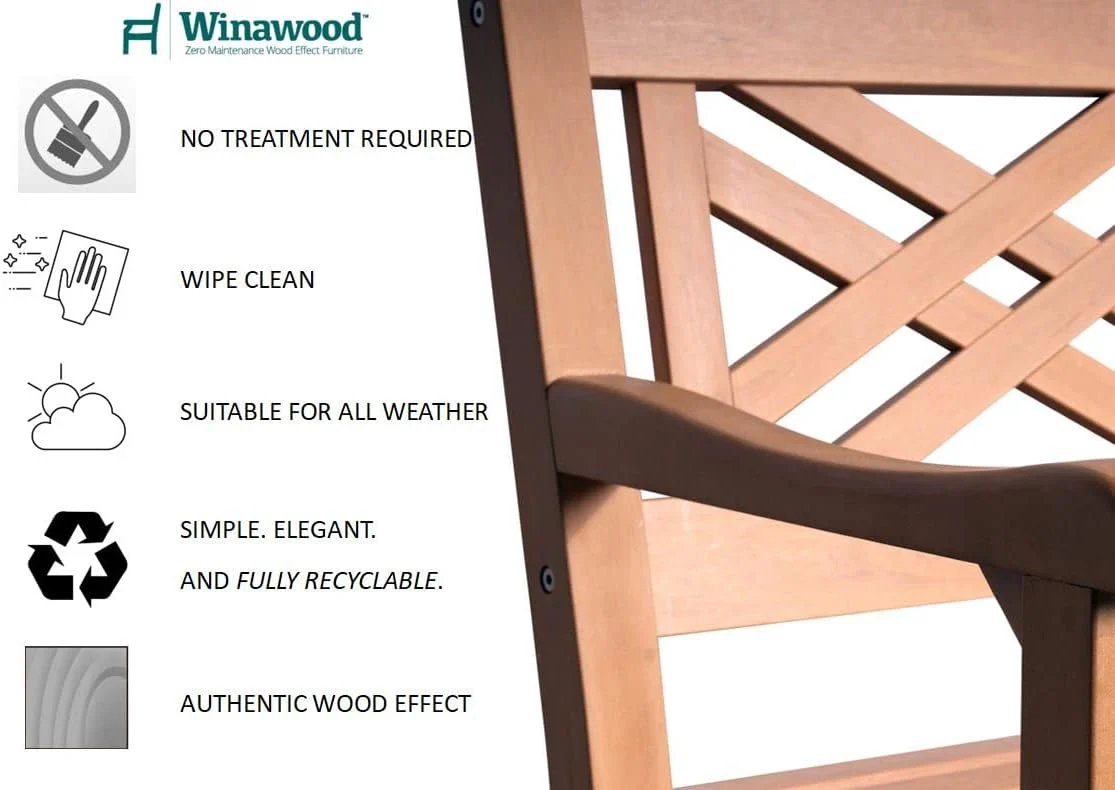 Winawood Speyside Polymer Wood Effect 3 Seat Bench - New Teak - Image 5