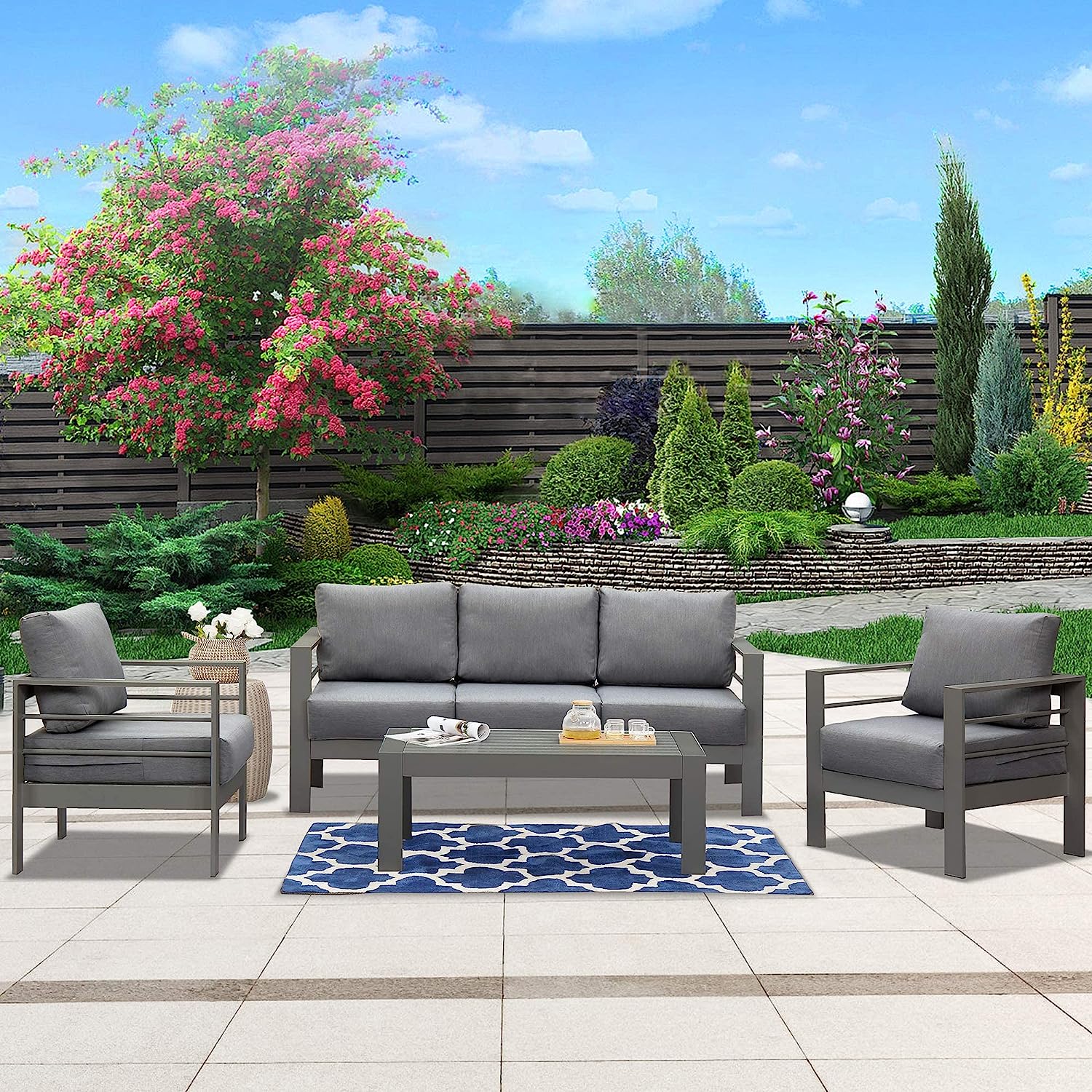 Wisteria Lane 4 Piece Aluminium Lounge Sofa Set - Image 2