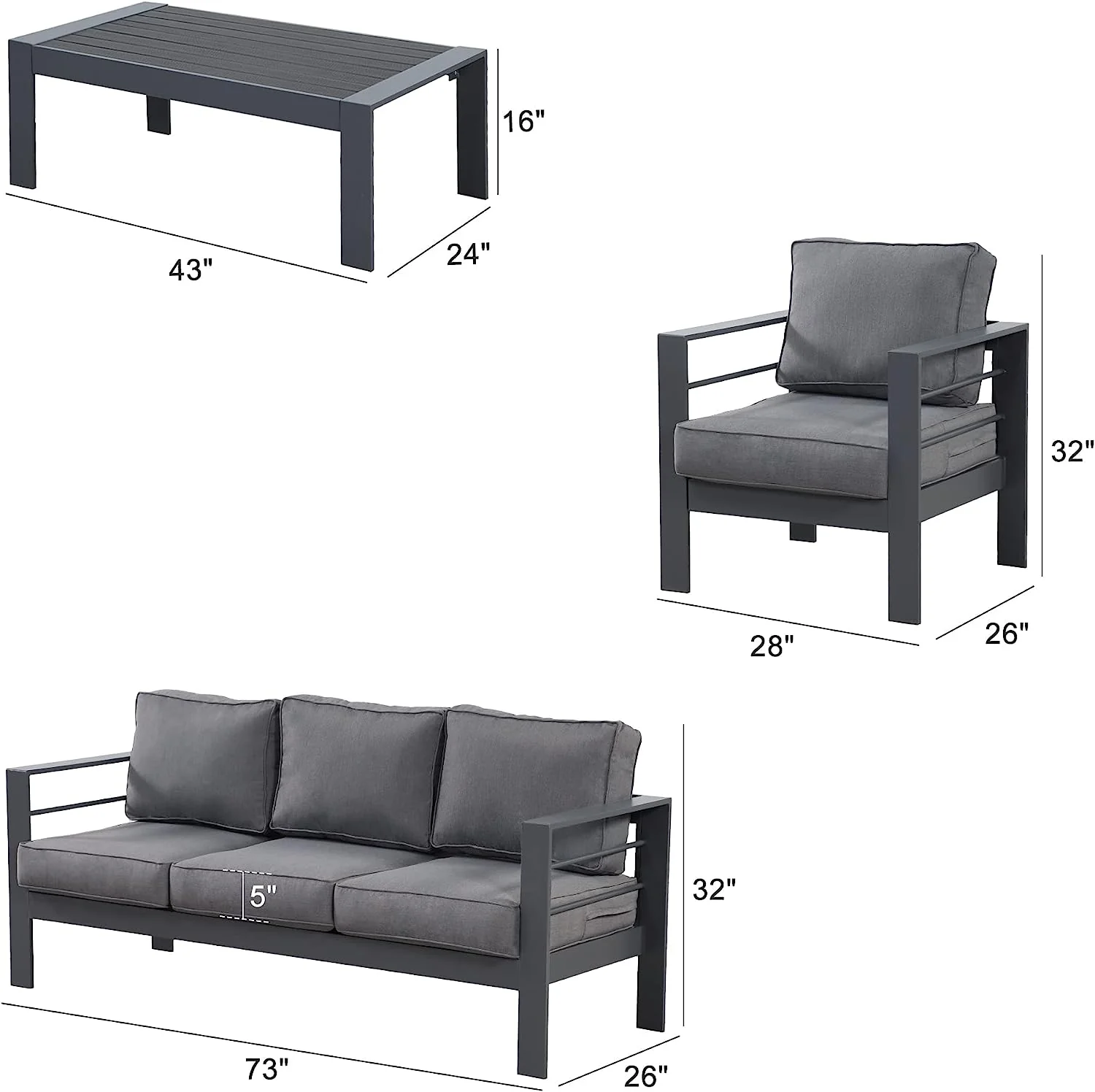Wisteria Lane 4 Piece Aluminium Lounge Sofa Set - Image 4