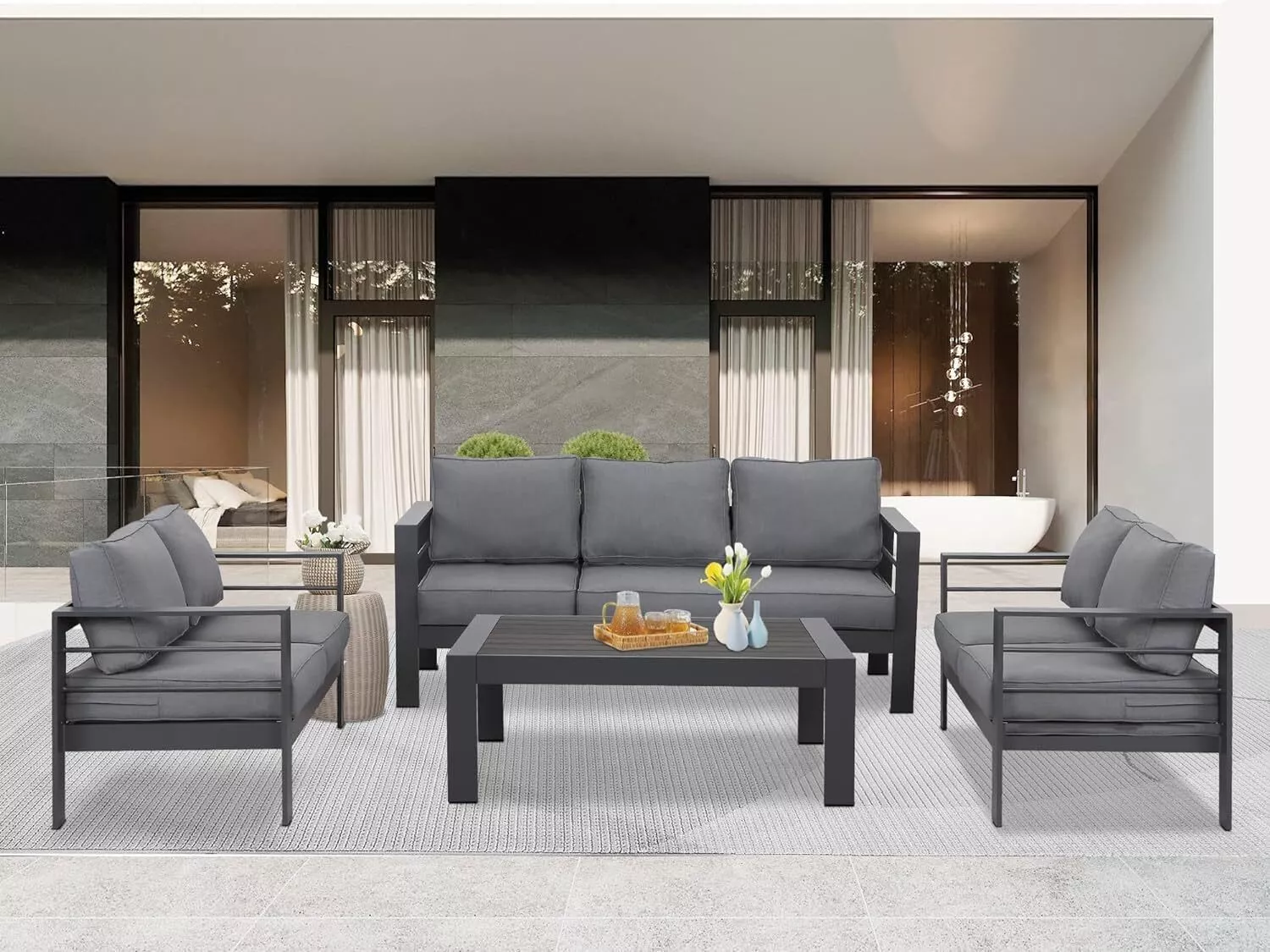Wisteria Lane 7 Seat Aluminium Lounge Sofa Set - Image 2