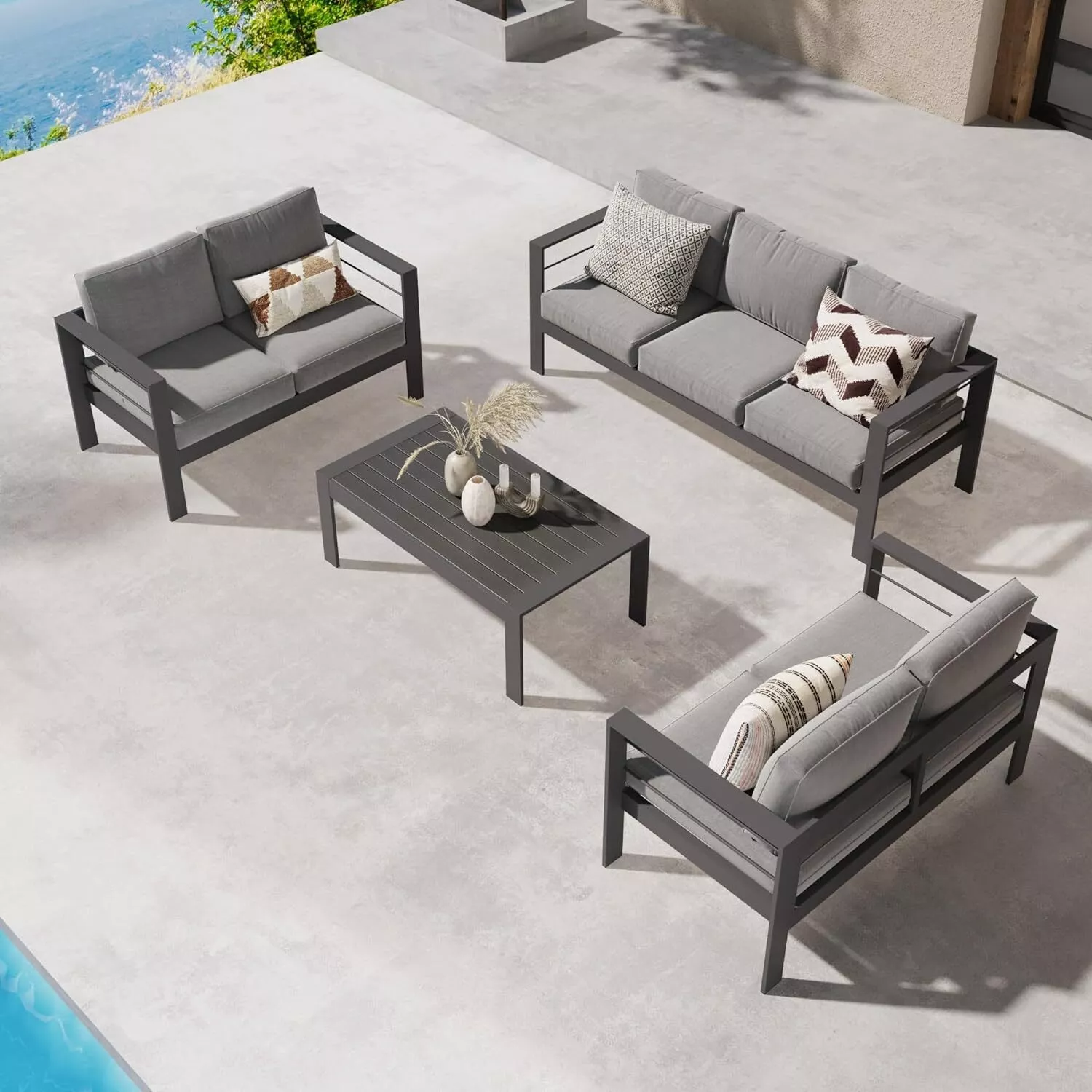 Wisteria Lane 7 Seat Aluminium Lounge Sofa Set - Image 4