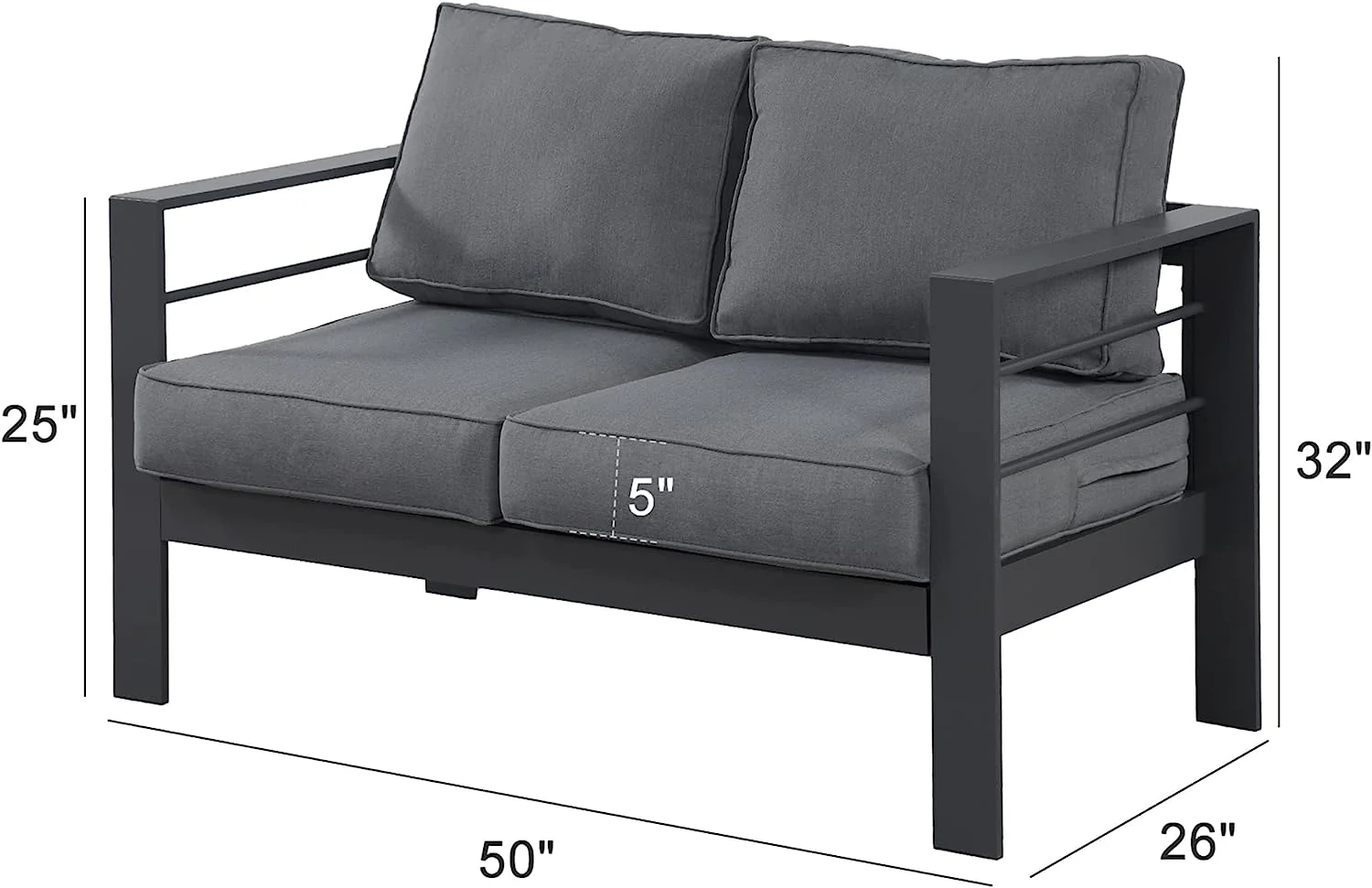 Wisteria Lane Aluminium Loveseat - 2 Seat Sofa - Image 4